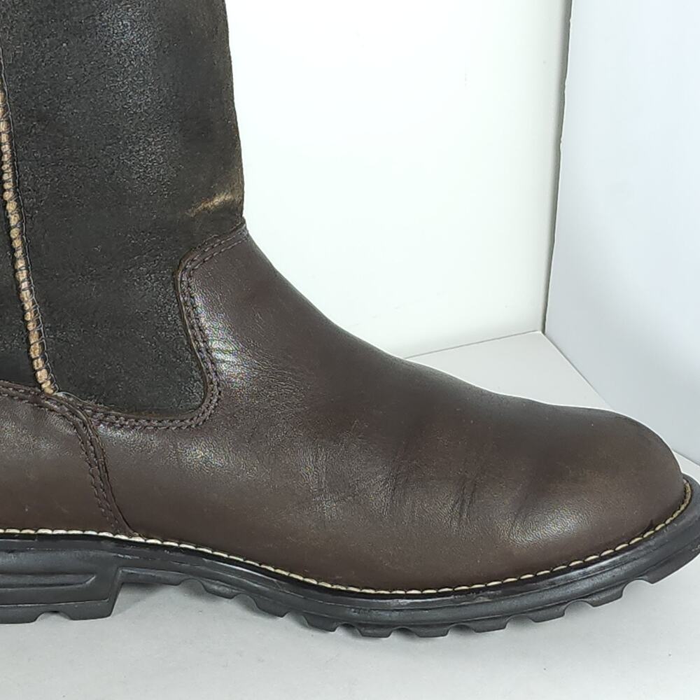 UGG Womens Brooks US7 Tall Brown Leather Shearling Sherpa PullOn Boots - Picture 15 of 16